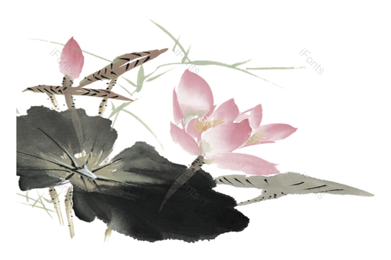 水墨图片,荷花元素,水墨画PNG,荷叶免抠素材